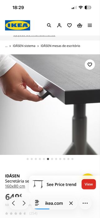 Secretária elevatória automática IKEA