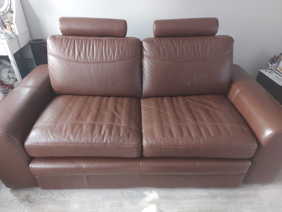 Sofa Bydgoskie Meble skóra brąz szer.190cm