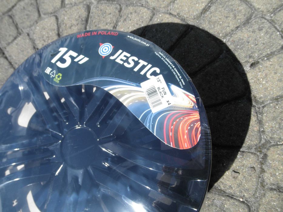 Kołpaki 15" oryginalne JESTIC FUN BLACK- NOWE. Komplet SKODA.