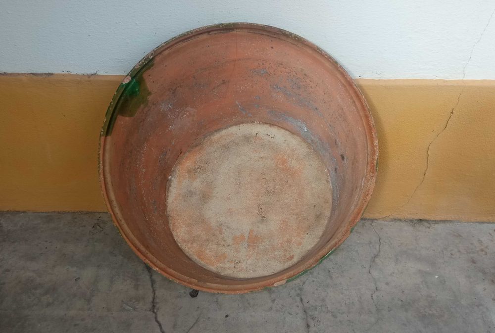 Alguidar de Barro Antigo XL - 72cm Vidrado Verde