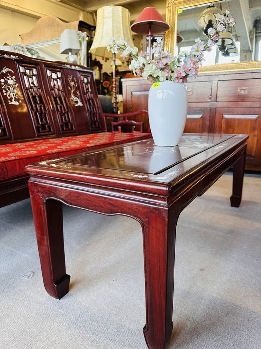 Niepowtarzalny, orientalny komplet 3+1+1+ława z masą perłową :)