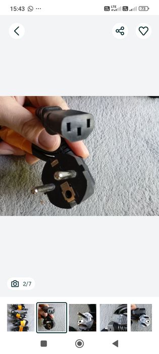 2 x Kabel przewód zasilający 3 pin C13 "świnka" do komputera, drukarki