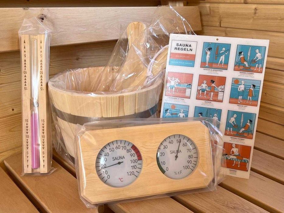 Sauna ogrodowa z piecem opalanym drewnem panorama kwadratowa 1-8 osób