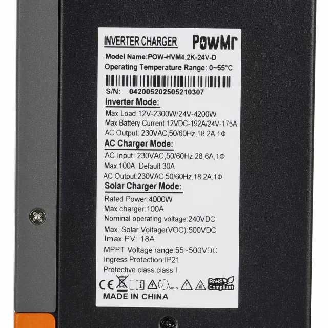 Інвертор 4200W сонячний гібридний 24V чиста синусоїда MPPT WiFi