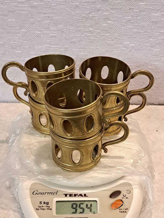 На подарок - Бронзовый набор для чаепития - латунь, стекло.