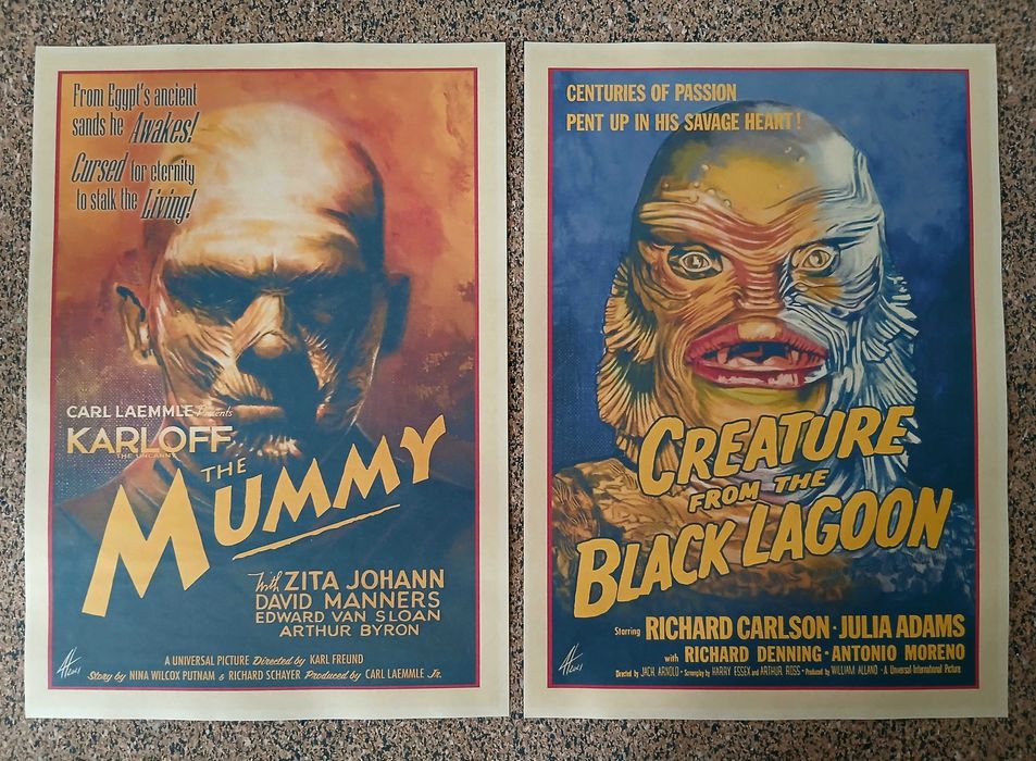 Lote de 8 Posters: Monstros Clássicos do Cinema (papel kraft 30x42 cm)