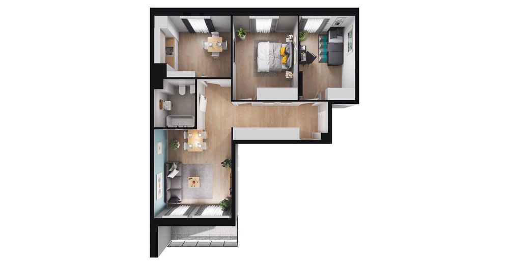 4-pokojowe mieszkanie 68 m² + balkon Bezpośrednio - Widok 3