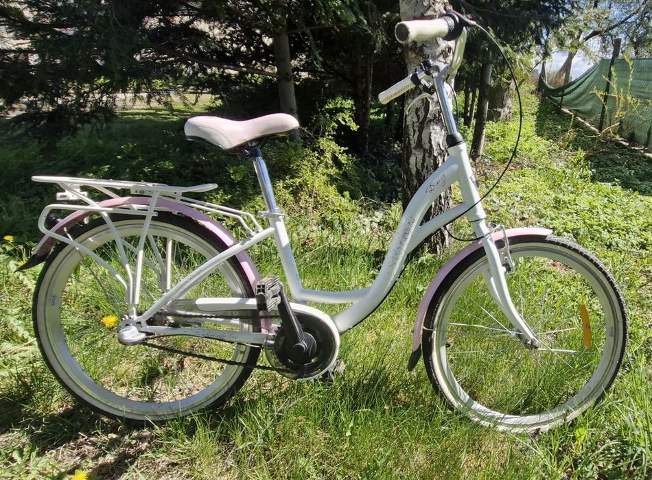 Rower dla dziewczynki Daisy Storm 24 cale  bìalo różowy
