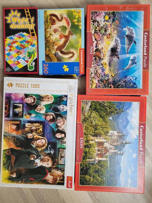 Puzzle 4 szt + gra węże i drabiny