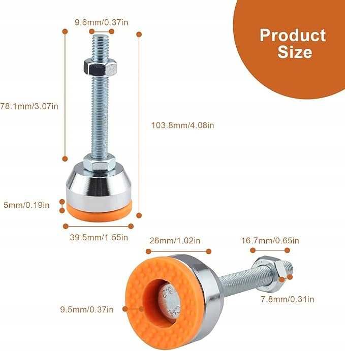Zestaw 4 regulowanych żelaznych nóżek
