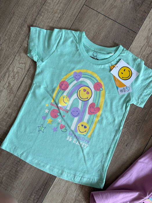 Zestaw koszulek dziewczęcych 110/116 NOWE Smiley World