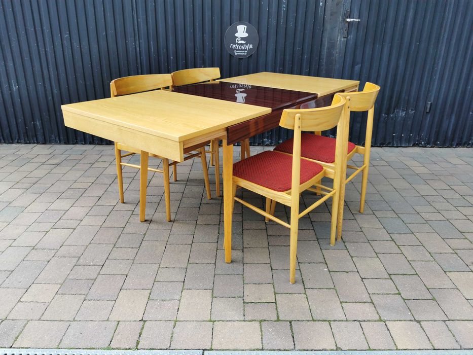 Stół JITONA+ 4x krzesło TON (Thonet), Czechosłowacja '60 Design, Prl