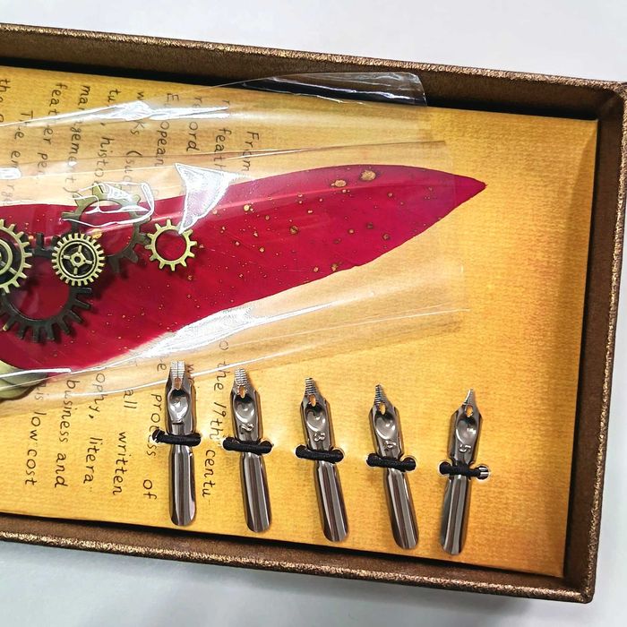 Conjunto de caligrafia com caneta de aparo de penas