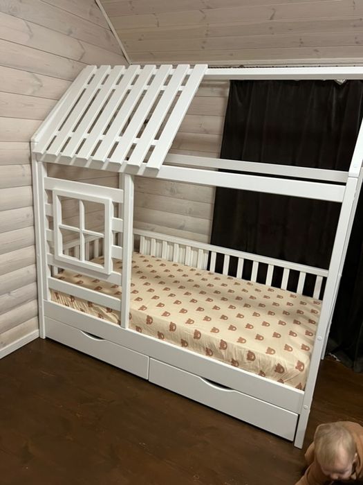 Кровать домик ліжко дитяче підліткове будиночок горище чердак матрац