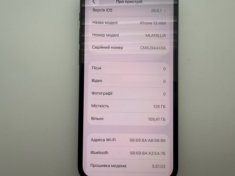 Apple iPhone 13 mini 128gb Midnight Neverlock 91%