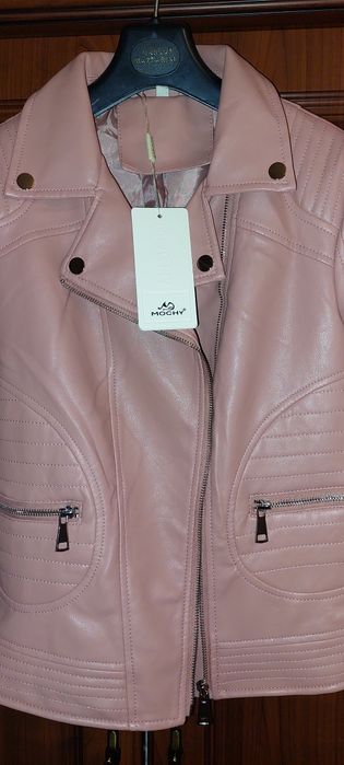 ramoneska, kurtka różowa, skóra ekologiczna