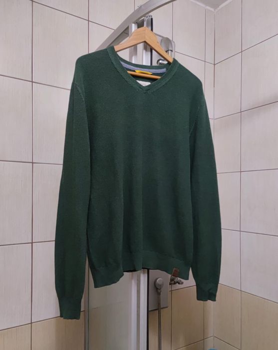 Sweter klasyczny męski L Camel Active zielony ciemny elegancki swetere