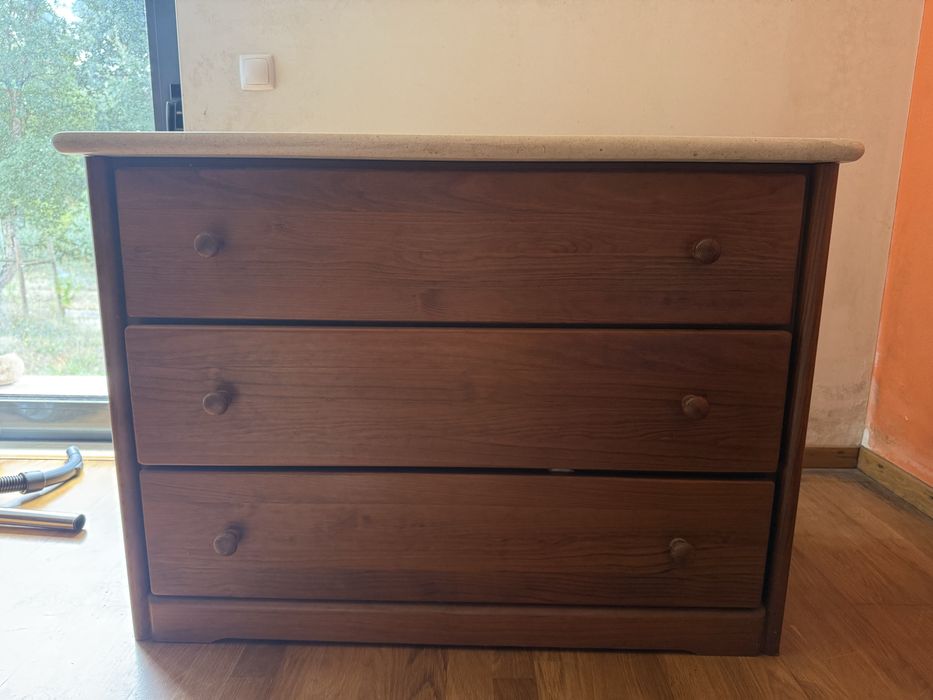 Conjunto mobilia quarto - madeira e marmore