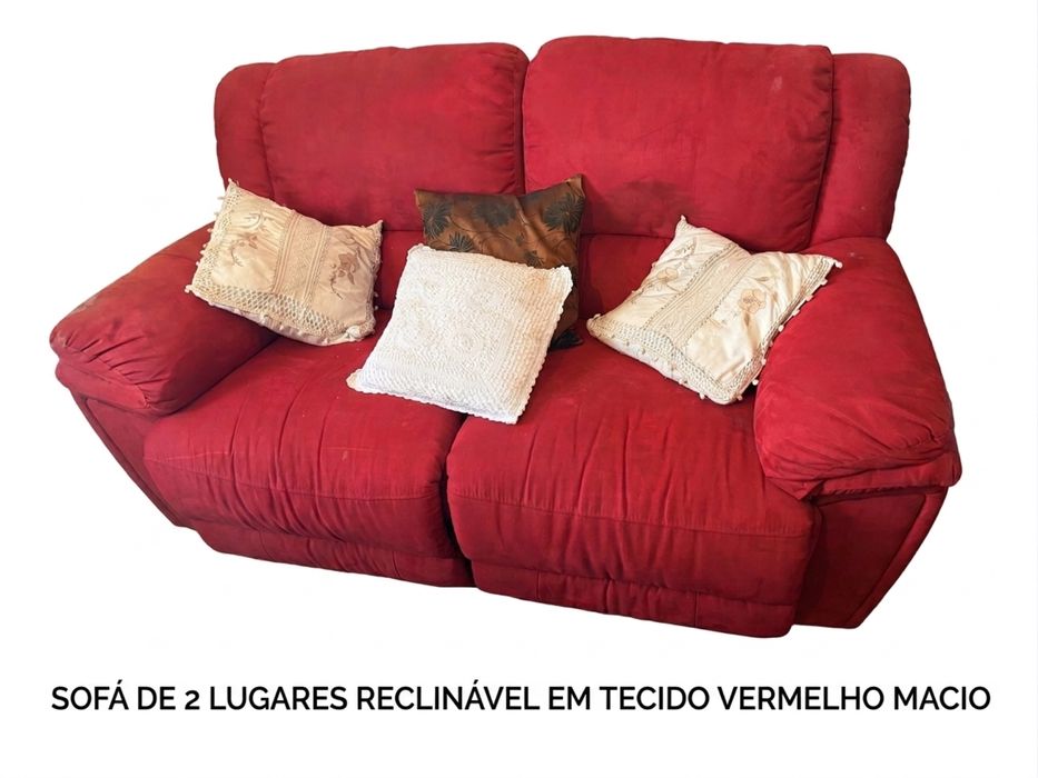 Sofá de 2 Lugares Reclinável – Vermelho