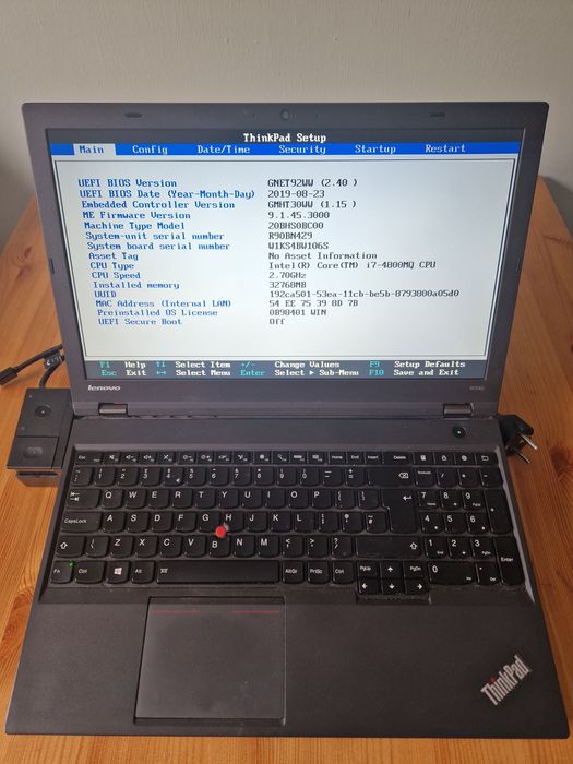 Lenovo ThinkPad W540 + stacja dokująca + przejściówka