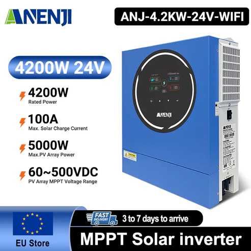 Гібридний Сонячний Інвертор ANENJI 4200W 24V - нова модель! Wi-Fi