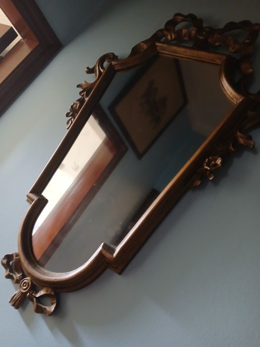 Espelho depoze made Itália em madeira dourada