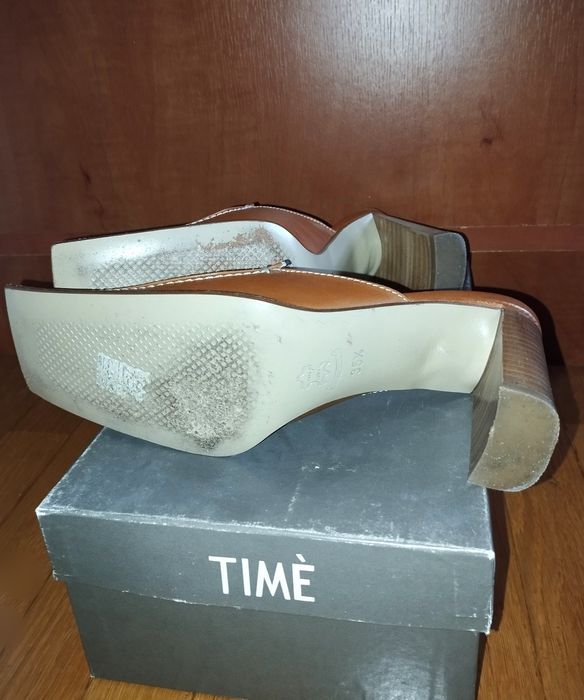 Klapki typu mule na wysokim obcasie z odkrytą pięta rozmiar 35,5 wiosn