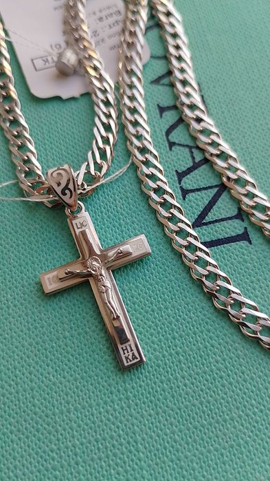 Серебряная цепочка 50 55 60 плетение Двойной ромб цепь серебро 925