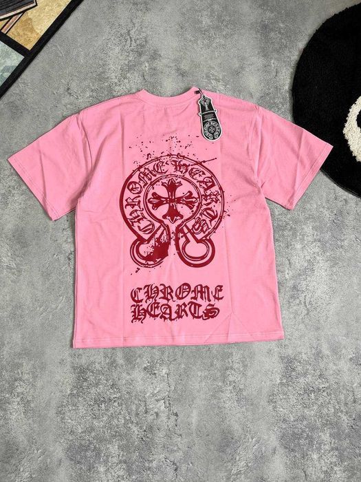 Рожева Футболка Chrome Hearts з бірками (Хром Хартс)