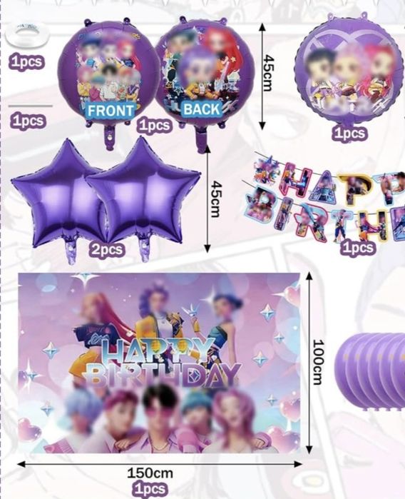 Kit de decoração para festa de aniversário com o tema Guerreiras K-pop (usado)