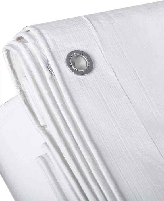 Lona impermeável para exterior em PE 280 g/m², toldo de proteção com ilhós em alumínio, BRANCA, 6m x 8m (600cm x 800cm)  105€