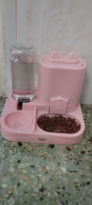 Caixa para comida e água para gatos
