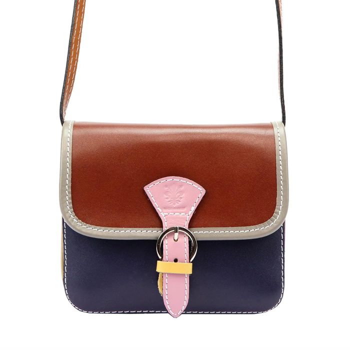 damska torebka skórzana gregorio brąz + granat