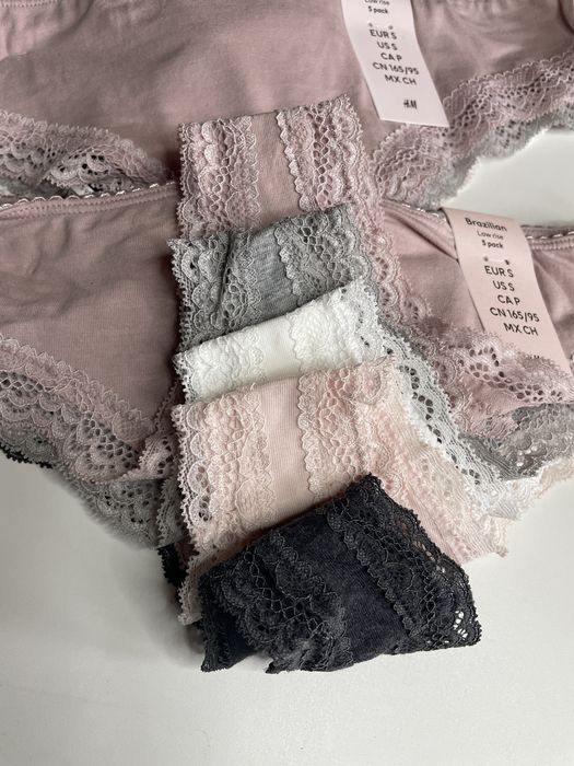 Набір трусиків 5 шт бразеліано з мереживом  h&m оригінал з бірками