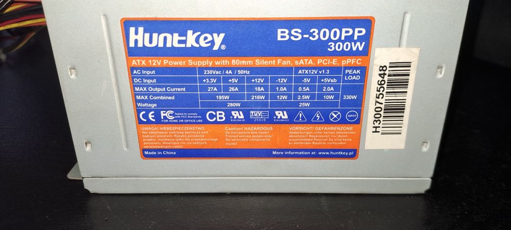 Zasilacz HuntKey 300W ATX | BS-300PP | SATA | Sprawny