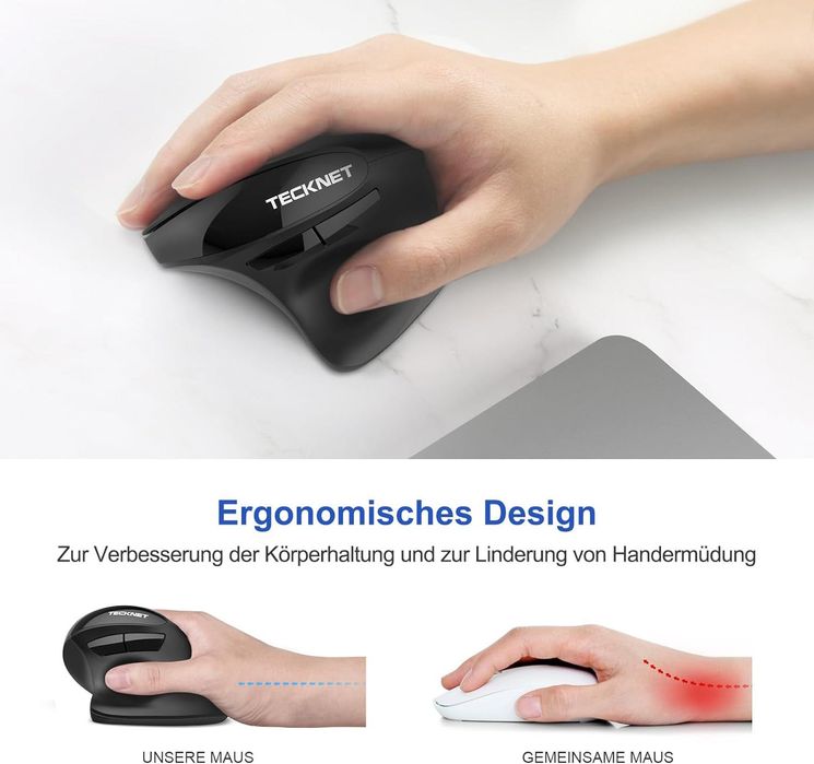Mysz ergonomiczna TECKNET bezprzewodowa 2400 DPI