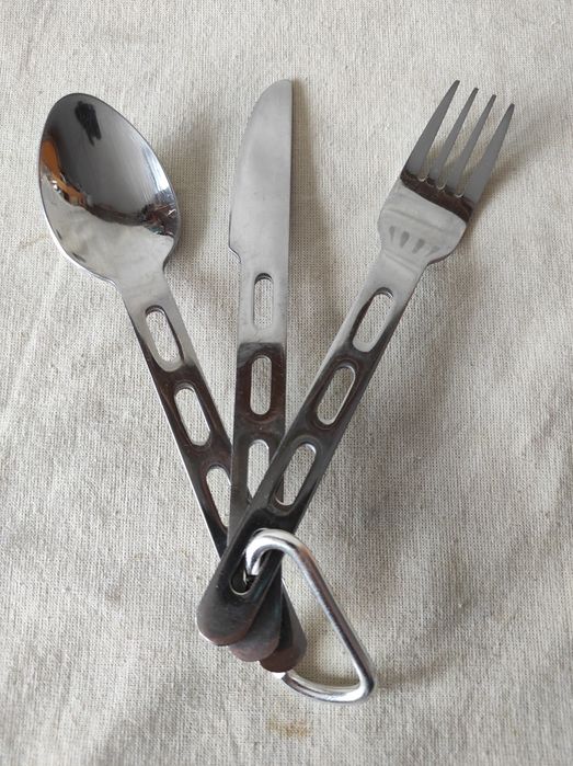 Niezbędnik trzyczęściowy turystyczny sztućce stal nierdzewna