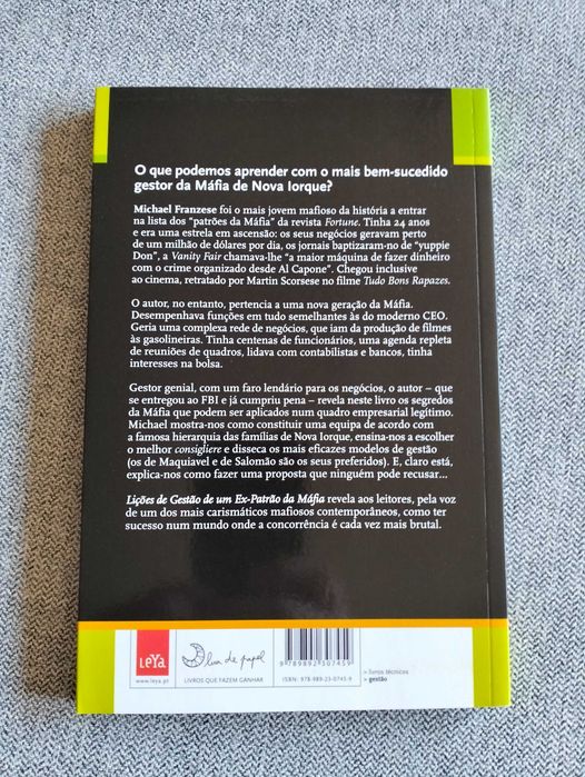 Livro "Lições de gestão de um ex-patrão da máfia" de Michael Franzese