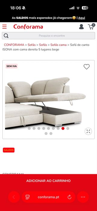 Sofá de canto ISONA com cama dereita 5 lugares bege