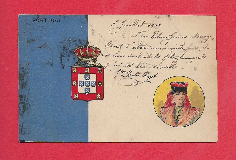 Postal ilustrado antigo - 1902 - monarquia - minho