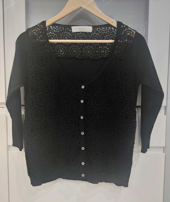 ZARA KNIT czarny krótki sweterek r. M