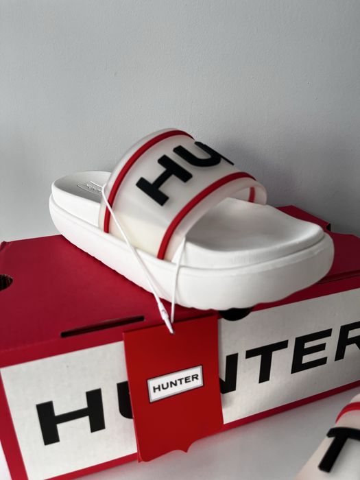 Klapki Hunter rozmiar 38 - białe, nowe z metka wkładka 25cm