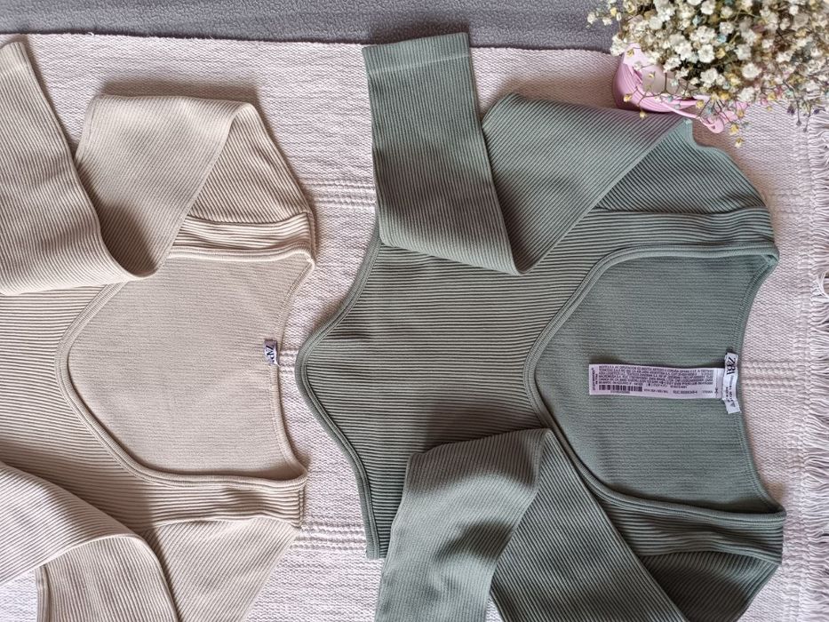 Топ на довгий рукав Zara в рубчик xs-s, m-l