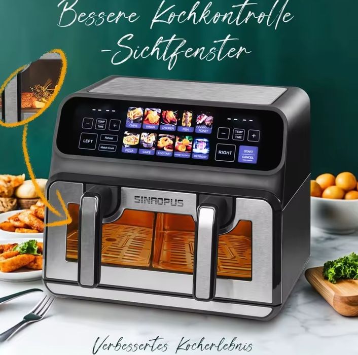 Air fryer 2x4,5 lub 9l elastyczny pojemnik