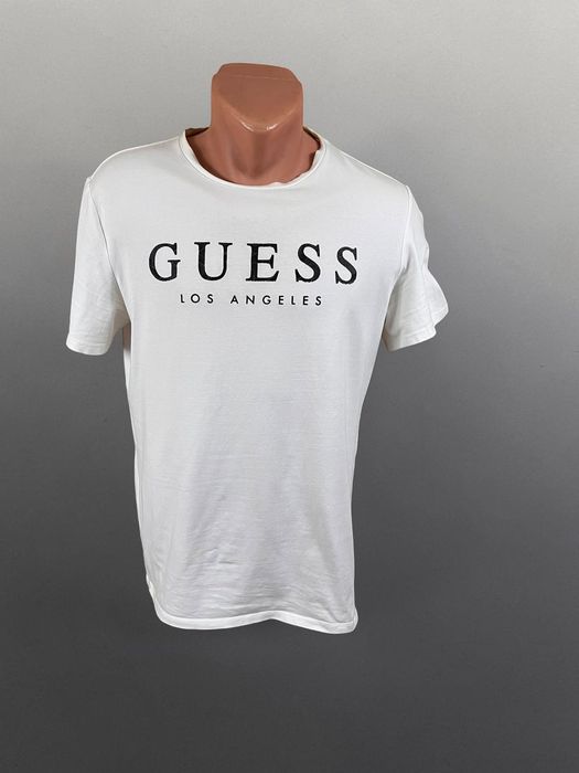 GUESS Logo Tee roz. M męska biała koszulka bawełna elastan men’s white t-shirt cotton elastane