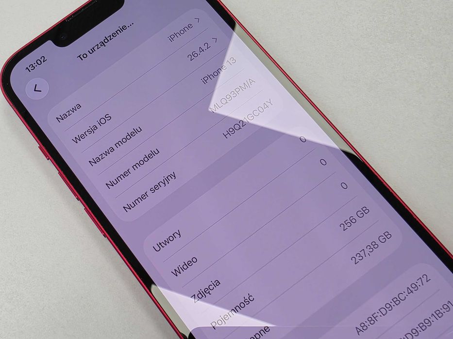 iPhone 13 256GB/ Red/ Czerwony/ BAT 86%/ Grade A-/ + ładowarka/ GW 12 MSC
