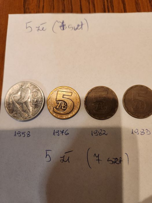 5 zł. Monety 7 szt