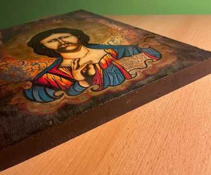 Jezus Chrystus Nauczyciel obraz  Ikona drewno pozłacany