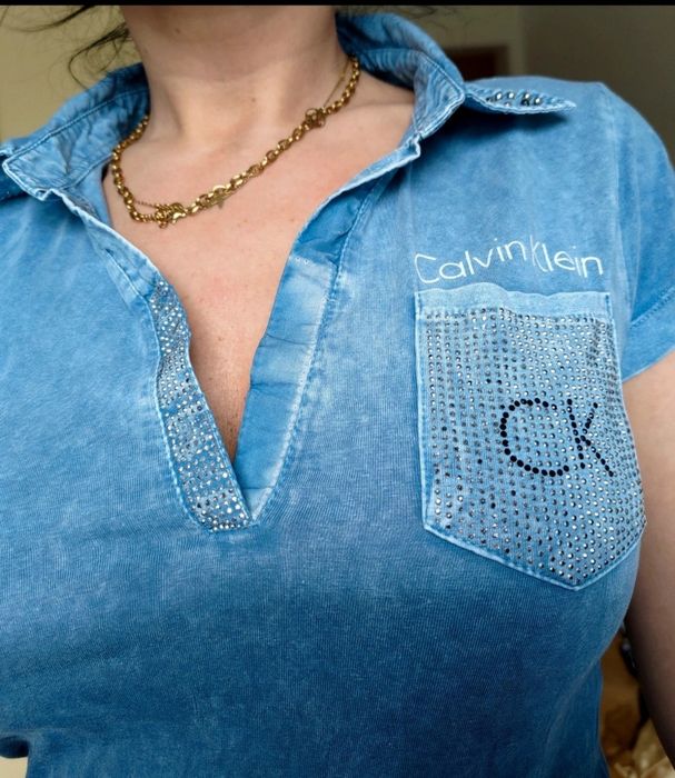Koszulka ombre niebieska imitująca jeans