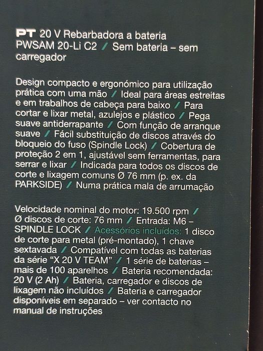 Mini retificadora angular  20v